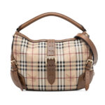 Burberry  Haymarket Check Stitched Coated Canvas and Leather Dunloe