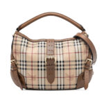 Burberry  Haymarket Check Stitched Coated Canvas and Leather Dunloe - Image 5