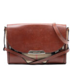 Burberry  Leather and House Check Canvas Bridle Abbott Crossbody