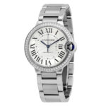 Cartier Ballon Bleu 36 mm Automatic Diamond Silver Dial Ladies Watch