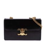 Celine Shiny Calfskin Triomphe Chain Box Shoulder Bag Ladies