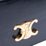 Celine Shiny Calfskin Triomphe Chain Box Shoulder Bag Ladies - Image 4