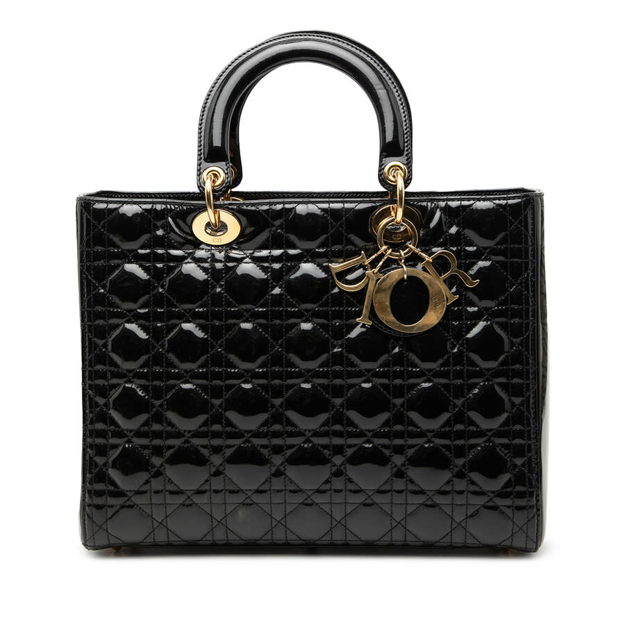 preowned-dior-large-patent-cannage-lady-dior-p6g7vwyd3r3u2po1 Dior Large Patent Cannage Lady Dior - Image 1