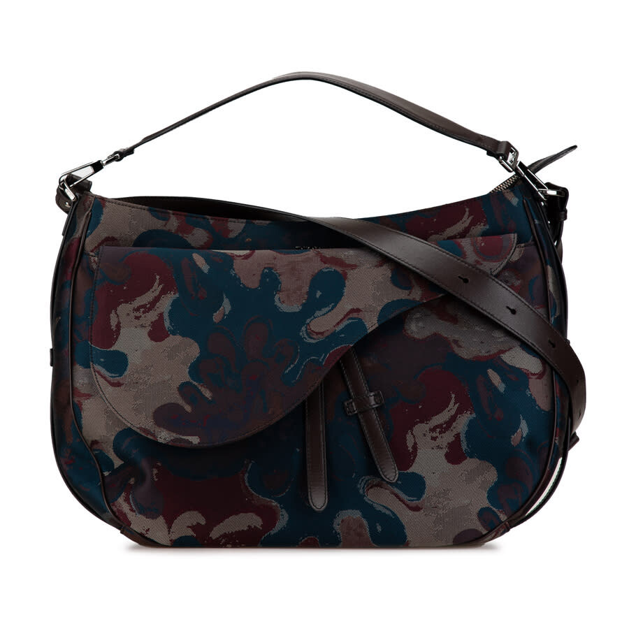 preowned-dior-peter-doig-denim-camouflage-soft-saddle-bag-29bo0271 Dior Peter Doig Denim Camouflage Soft Saddle Bag - Image 1