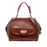 Fendi  Leather and Pequin Canvas Silvana Satchel