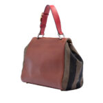 Fendi  Leather and Pequin Canvas Silvana Satchel - Image 3