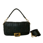 Fendi  Zucca Embossed Leather Baguette Satchel