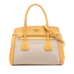 Prada  Saffiano Cuir Trimmed Canapa Satchel Ladies