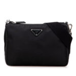 Prada  Saffiano Trimmed Re Nylon Zip Top Crossbody