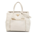 Prada  Vitello Daino Front Pocket Open Convertible Tote Ladies
