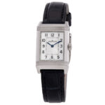 Jaeger LeCoultre Pre-owned Reverso Silver Dial Black Ostrich Leather Strap Unisex Watch