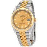 Rolex Datejust 36 Champagne Diamond Dial Men's Steel and 18kt Yellow Gold Jubilee Watch