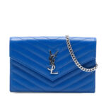 Saint Laurent Grain De Poudre Chevron Monogram Envelope Chain Wallet