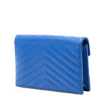 Saint Laurent Grain De Poudre Chevron Monogram Envelope Chain Wallet - Image 5