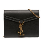 Saint Laurent  Grain De Poudre Monogram Cassandra Chain Wallet