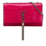Saint Laurent  Medium Croc Embossed Leather Kate Tassel Crossbody