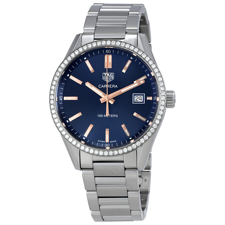 preowned-tag-heuer-carrera-blue-dial-ladies-watch-war1114ba0601-war1114ba0601 Tag Heuer Carrera Blue Dial Ladies Watch - Image 1