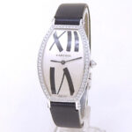 Cartier Tonneau Hand Wind Diamond Silver Dial Ladies Watch