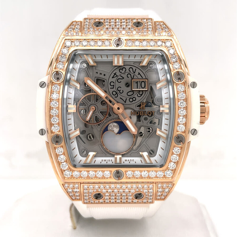 preowned-hublot-spirit-of-big-bang-moonphase-diamond-silvertone-dial-unisex-watch-647oe2080rw1604-647oe2080rw1604 Hublot Spirit of Big Bang Moonphase Diamond Silver-tone Dial Unisex Watch - Image 1