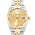 Rolex Datejust 36 Automatic Chronometer Diamond Champagne Dial Men's Watch