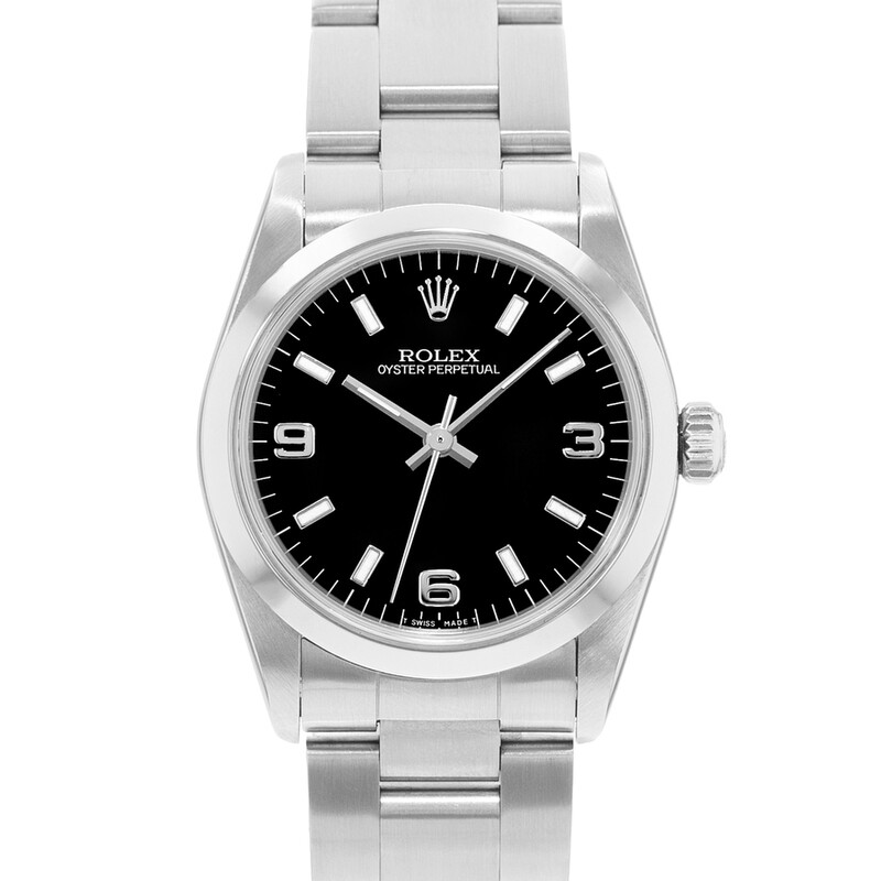 preowned-rolex-oyster-perpetual-31-automatic-chronometer-black-dial-mens-watch-67480-bkso Rolex Oyster Perpetual 31 Automatic Chronometer Black Dial Men's Watch - Image 1